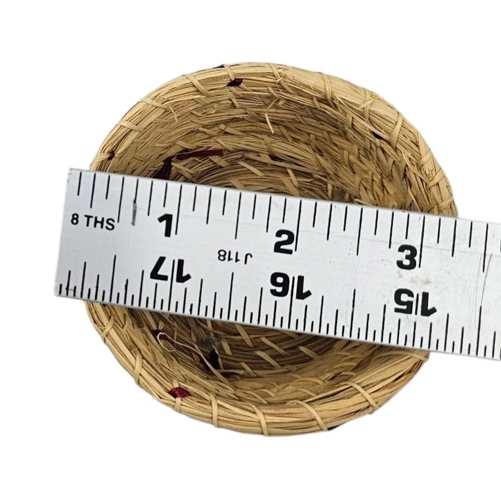 Woven Straw Basket with‎ Colorful Raffia Flowers Trinket Jewelry Box